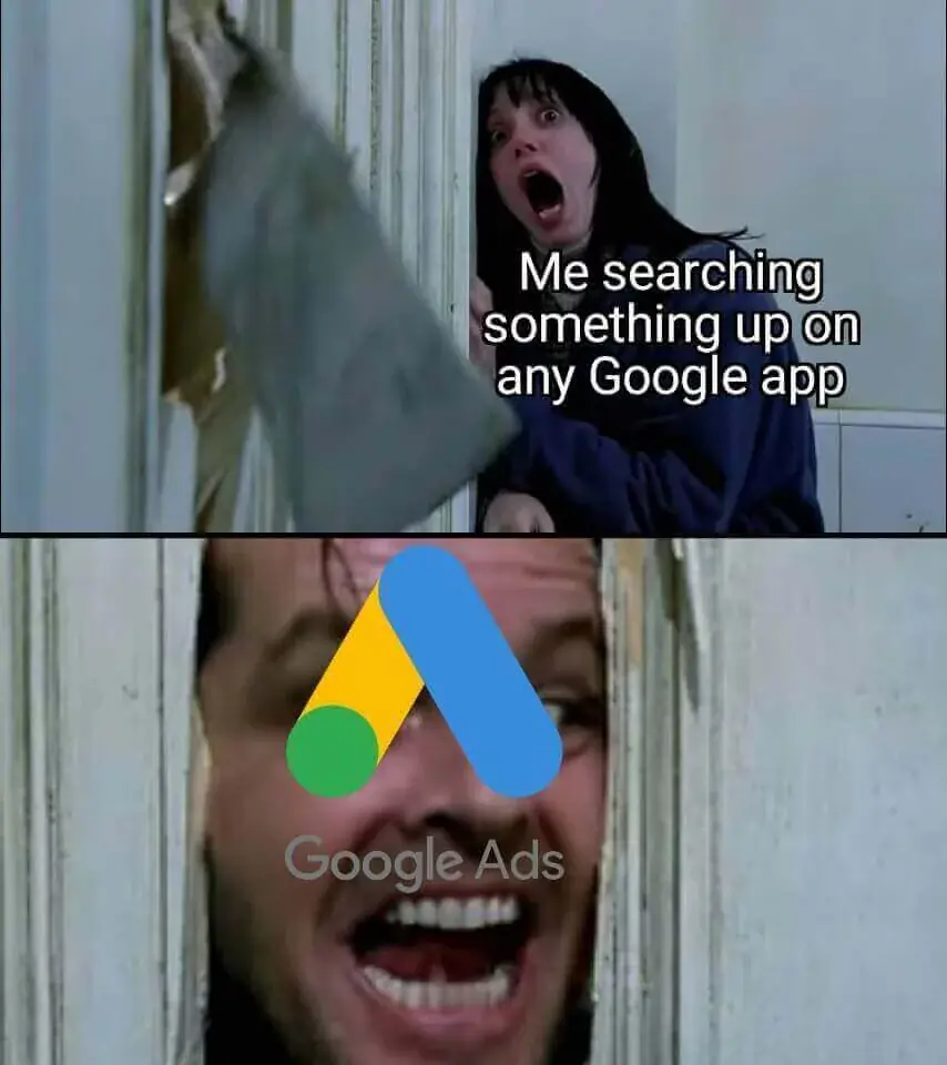 Google ads meme som mand med økse